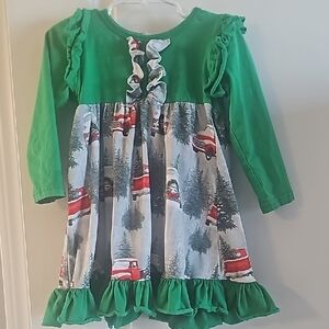 Green Ruffled boutique dress 3T